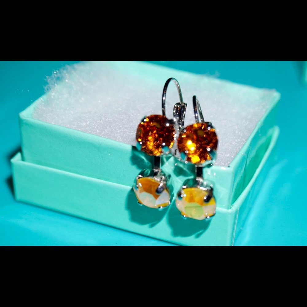 Handmade 8mm Double Drop Swarovski Earrings NWT